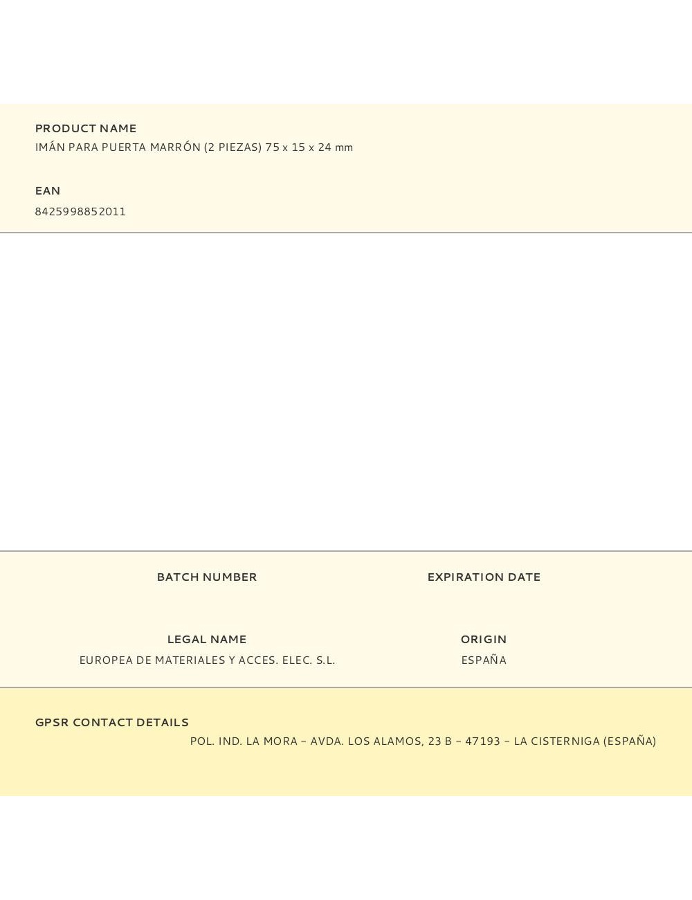 Imán para puerta marrón (2 piezas) 75 x 15 x 24 mm