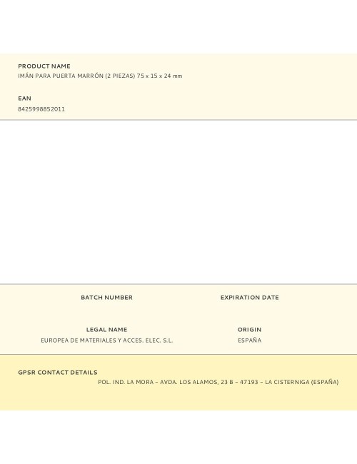 Imán para puerta marrón (2 piezas) 75 x 15 x 24 mm