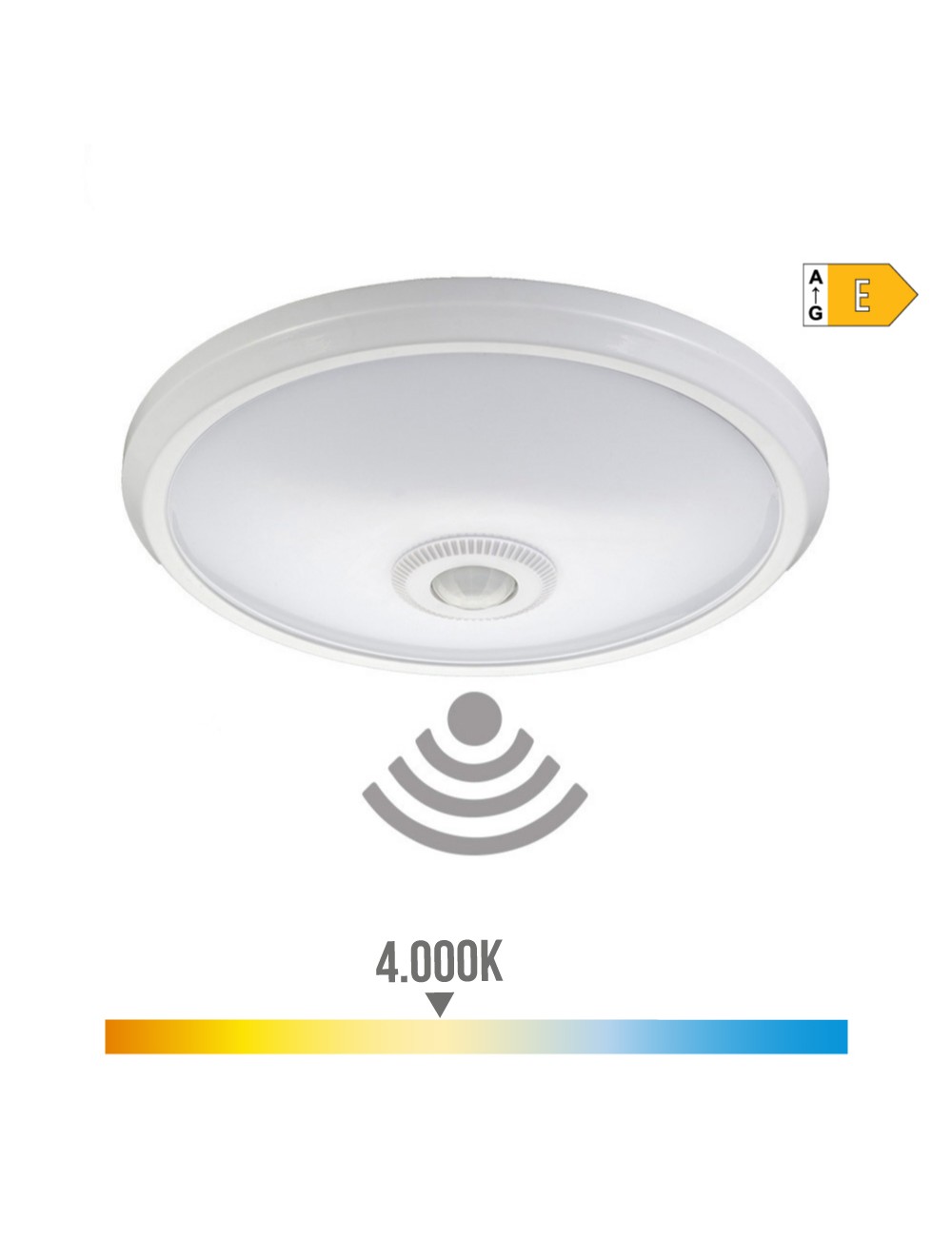 Aplique de superficie led con sensor crepuscular y luz de emergencia ip20 16 w 4000 k 1100 lm luz dia ø29 x 6 cm