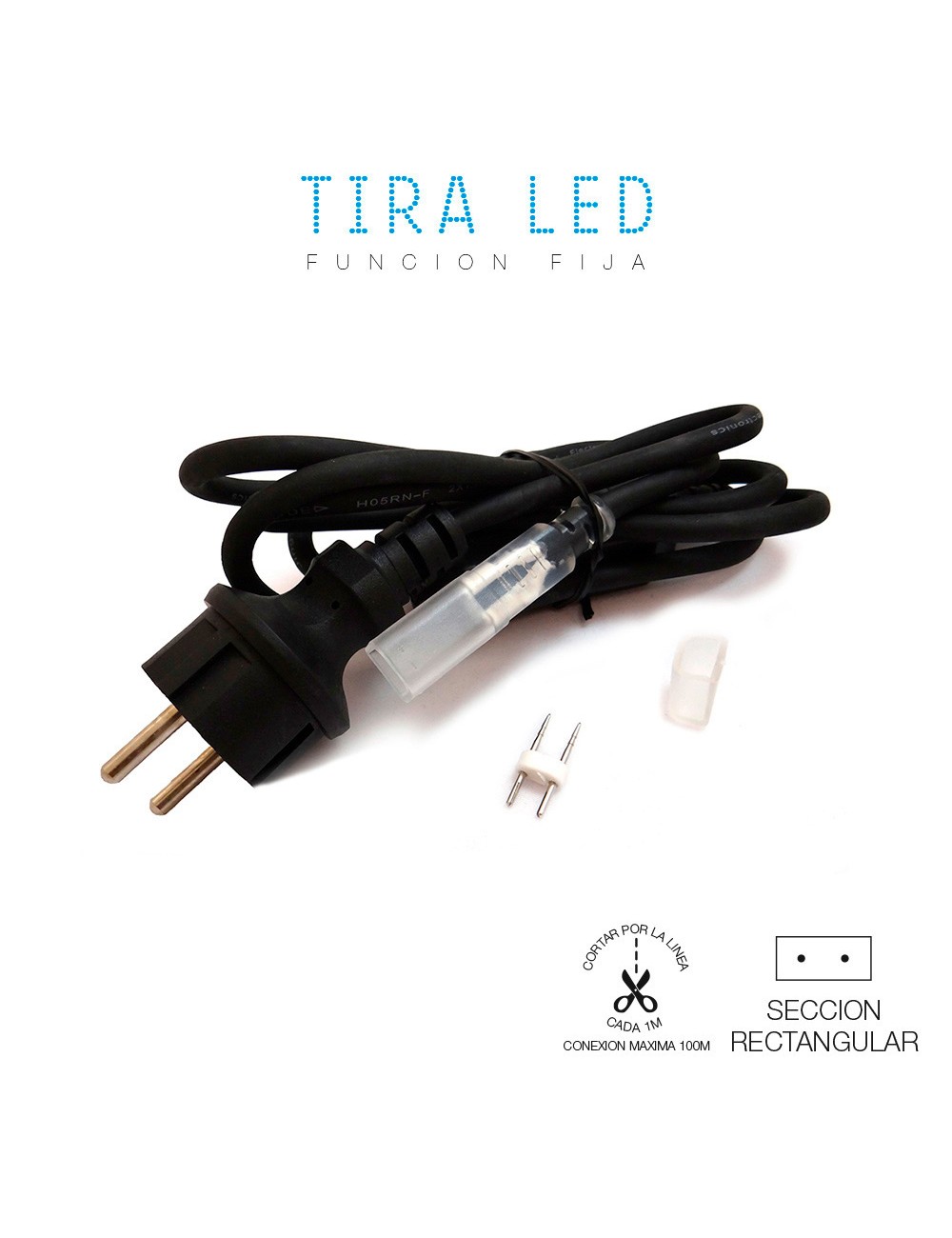 Kit conexion a corriente 220v 1,5m para tira de led edm