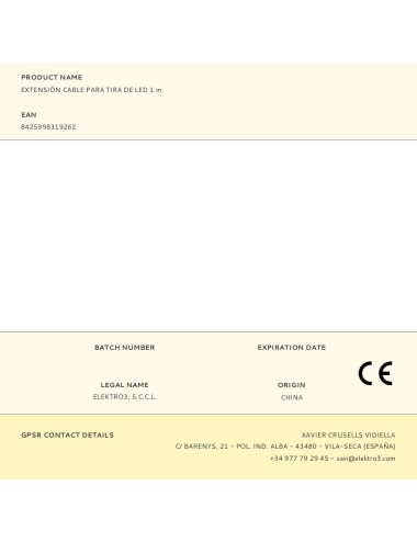 Extensión cable para tira de led 1 m