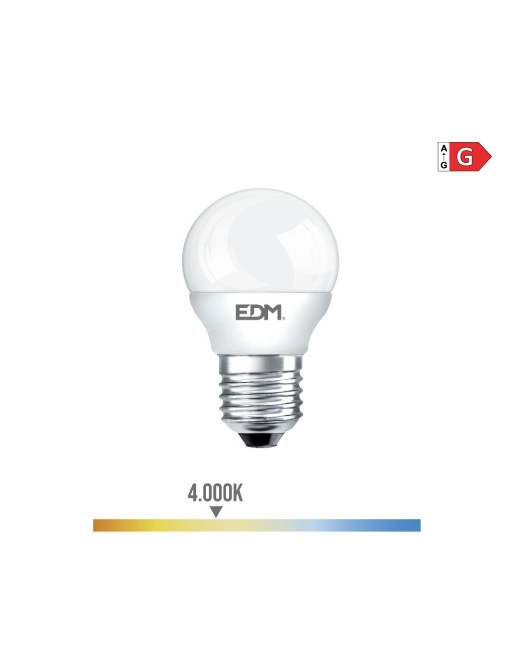 Bombilla esferica led e27 5 w 400 lm 4000 k luz dia ø4,5 x 8 cm