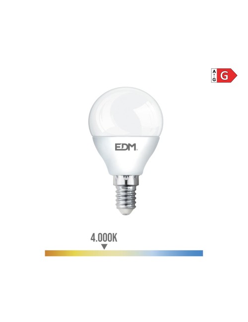 Bombilla esferica led e14 5 w 400 lm 4000 k luz dia ø4,5 x 8 cm