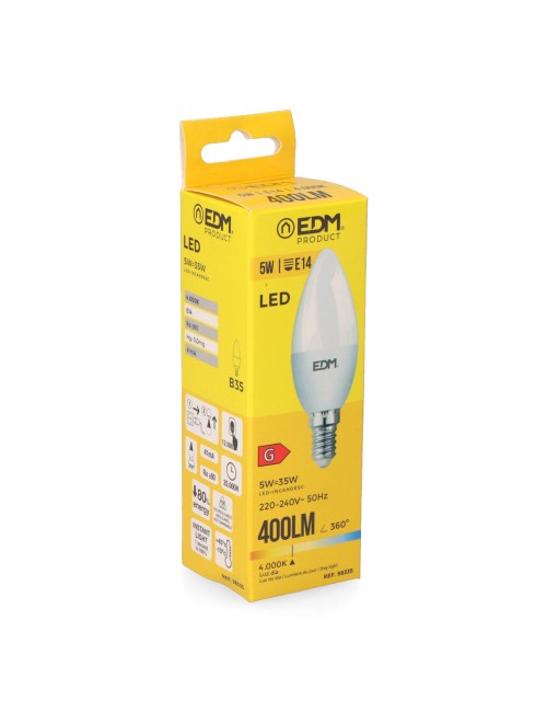 Bombilla vela led e14 5 w 400 lm 4000 k luz dia ø3,5 x 10 cm