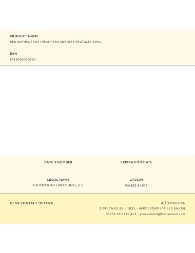 Red antipajaros ideal para arboles frutales 2x5m