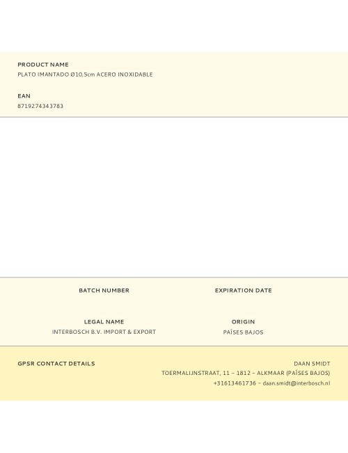 Plato imantado acero inoxidable ø10,5 cm