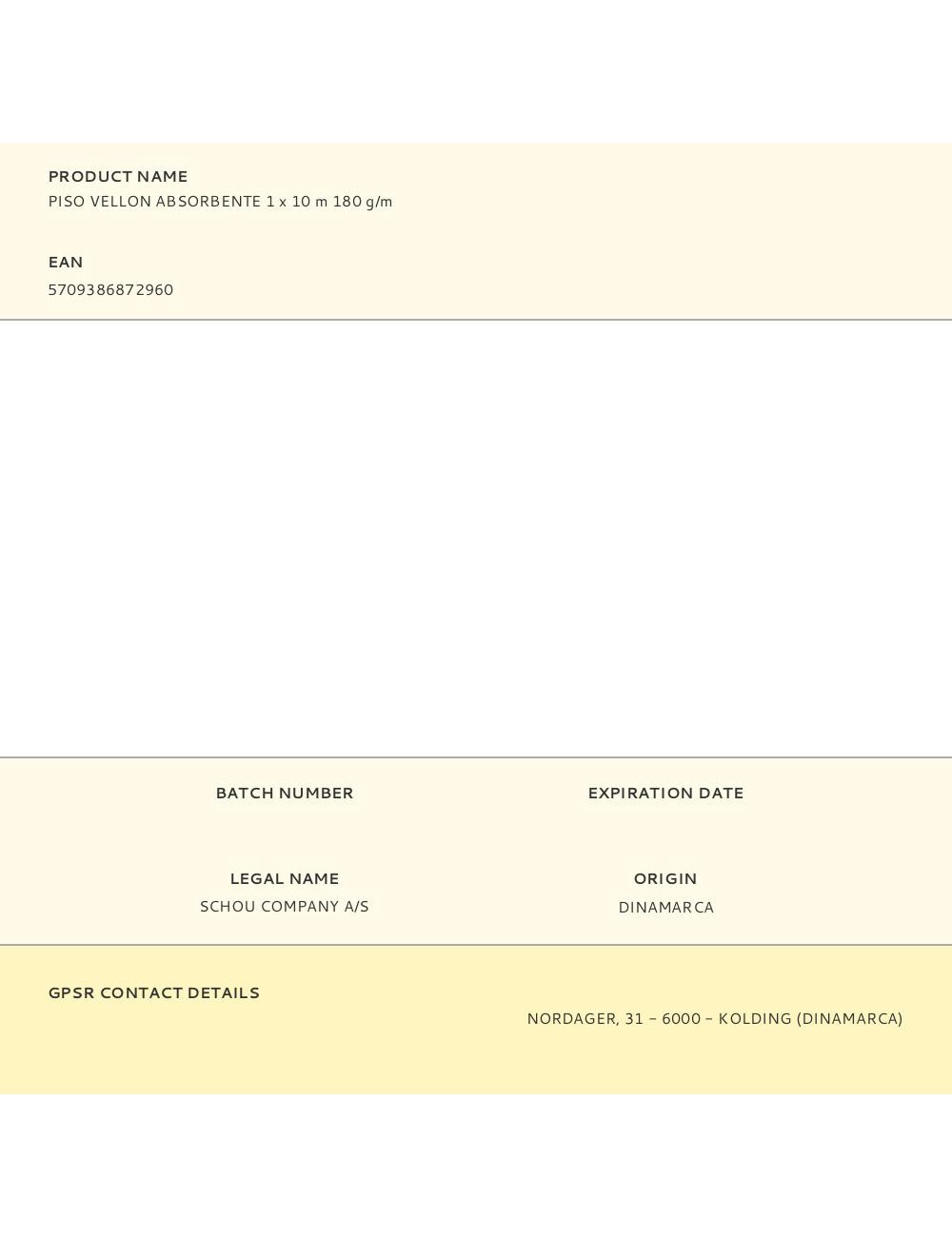 Piso vellon absorbente 1 x 10 m 180 g/m