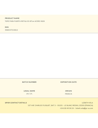 Tope para puerta metalico ø7cm acero inox