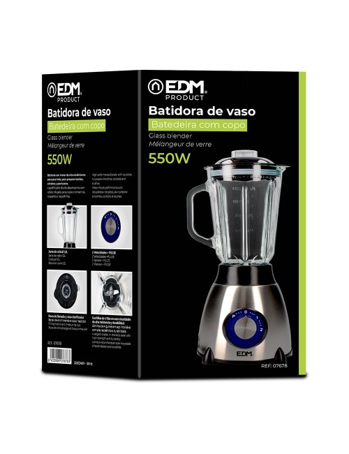Batidora de vaso mezclador de cristal 550 w 1,5 l