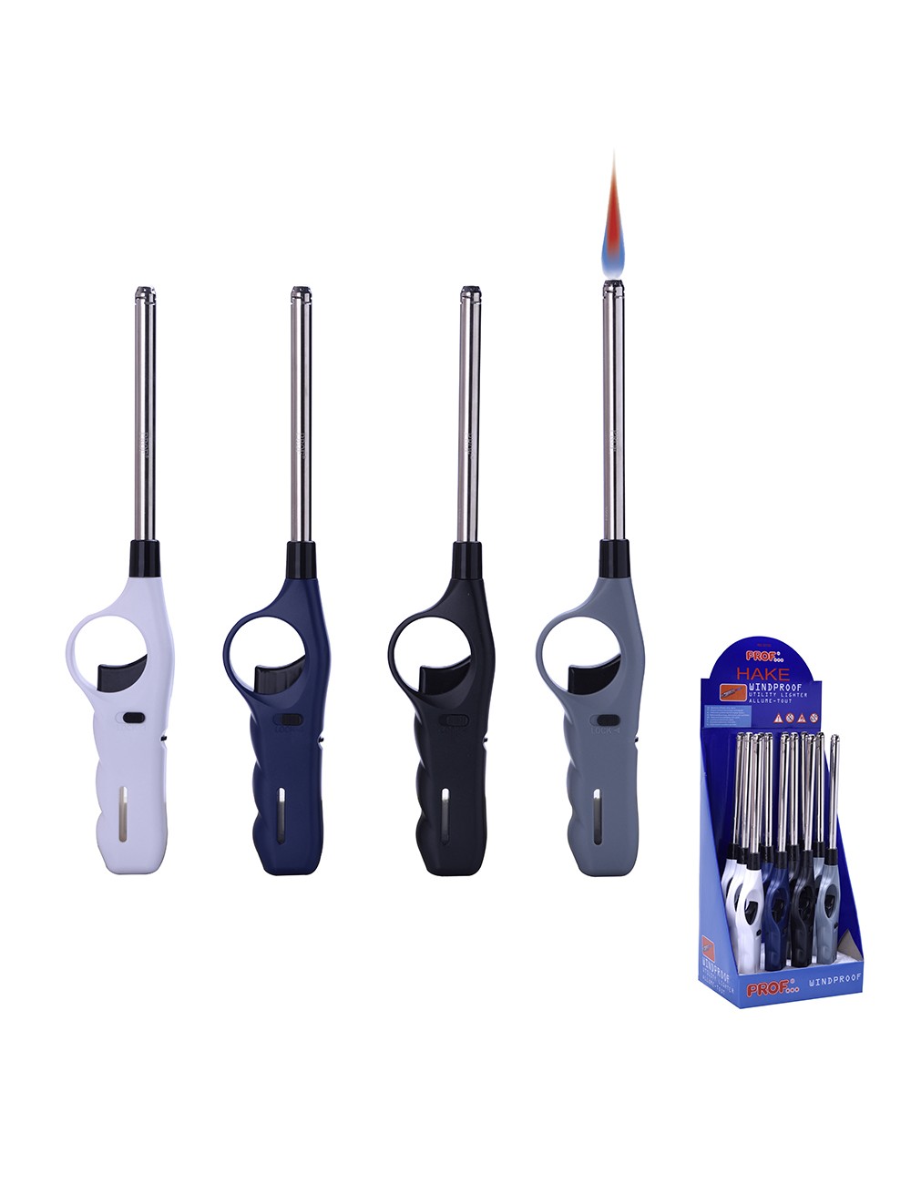 Encendedor con llama resistente al viento recargable 27,5 x 5 x 2 cm colores surtidos euro/u