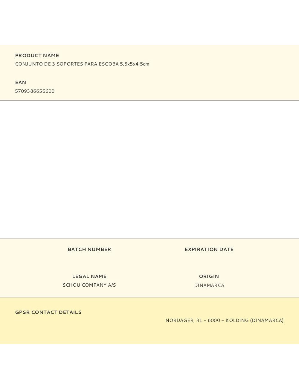 Conjunto de 3 soportes para escoba 5,5x5x4,5cm