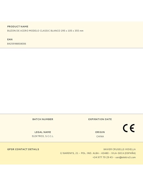 Buzon de acero modelo classic blanco 295 x 105 x 355 mm