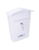 Buzon de acero modelo house blanco 210 x 60 x 300 mm