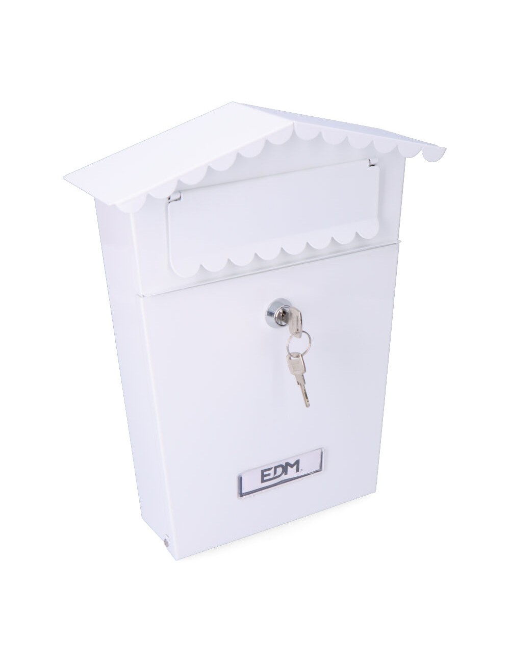 Buzon de acero modelo house blanco 210 x 60 x 300 mm