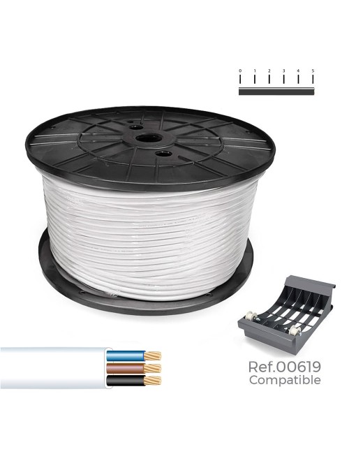Manguera plana 3 x 1,00 mm blanca,300 m. (bobina grande)