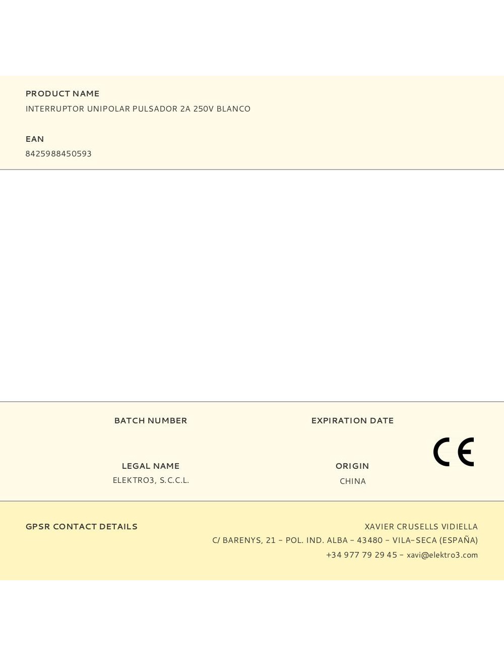 Interruptor unipolar pulsador 2a 250v blanco