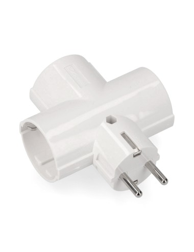 Adaptador triple 2p+t, 16a 250v~ , blanco (retractilado)