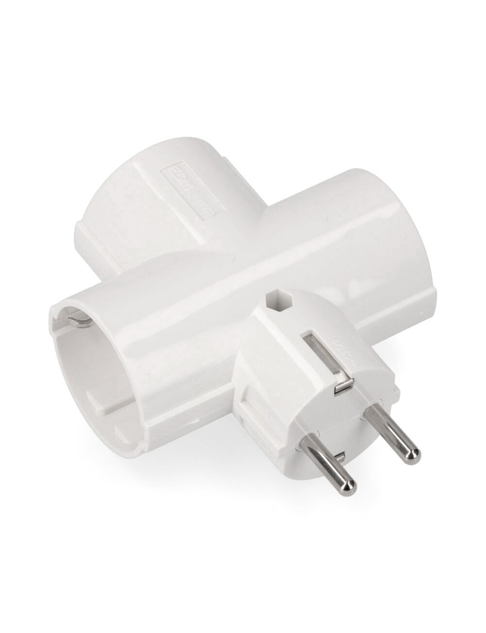 Adaptador triple 2p+t, 16a 250v~ , blanco (retractilado)