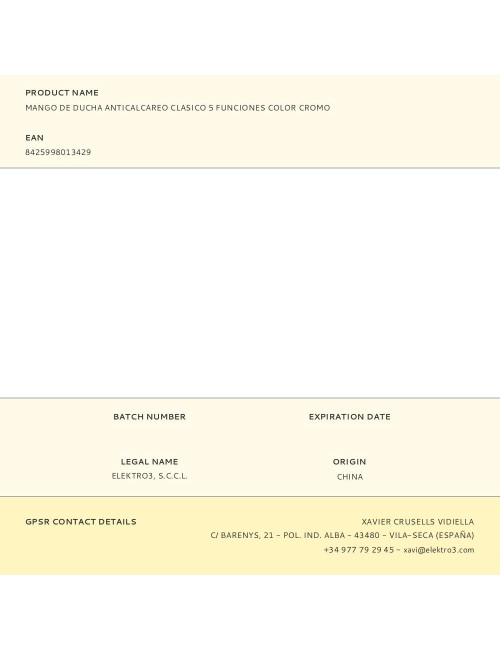 Mango de ducha anticalcareo clasico 5 funciones color cromo