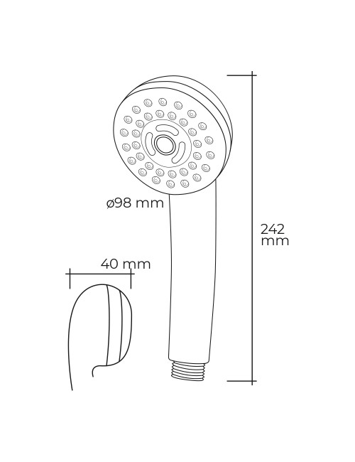 Mango de ducha anticalcareo moderno 3 funciones color cromo ø9,8 x 4 x 24,2 cm