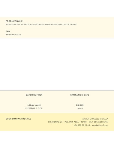 Mango de ducha anticalcareo moderno 6 funciones color cromo