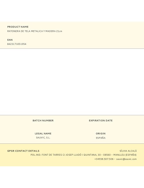 Ratonera de tela metalica y madera 21cm