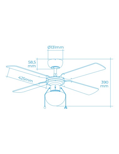 Ventilador de techo modelo caribe. color blanco. potencia: 50 w aspas: ø102 cm