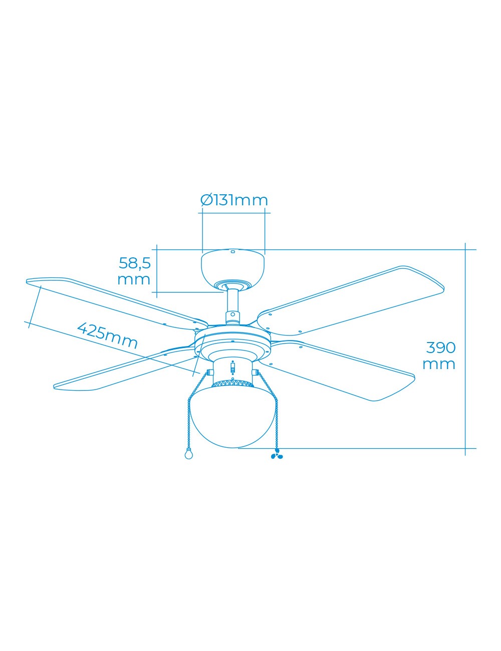 Ventilador de techo modelo caribe. color blanco. potencia: 50 w aspas: ø102 cm