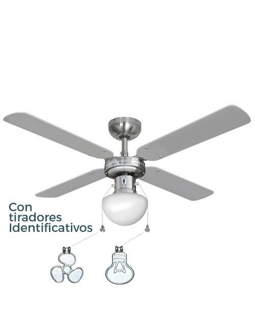 Ventilador de techo modelo caribe. color cromado. potencia: 50w aspas: ø102 cm edm