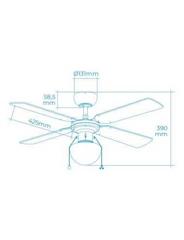 Ventilador de techo modelo caribe. color cromado. potencia: 50w aspas: ø102 cm edm