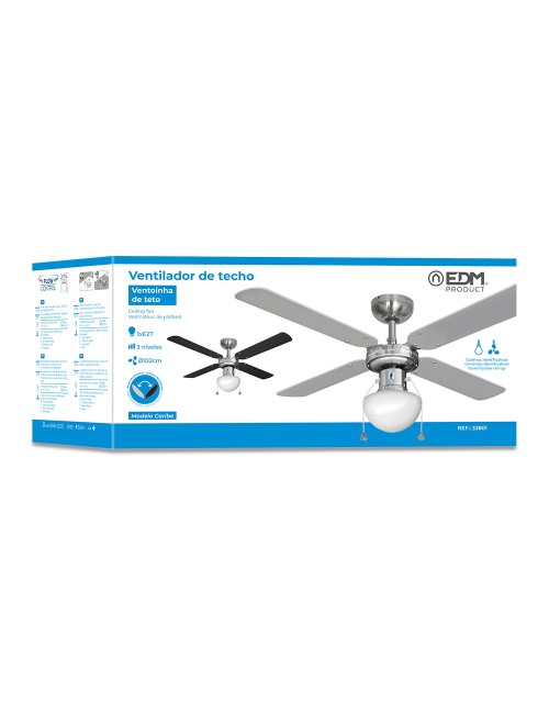 Ventilador de techo modelo caribe. color cromado. potencia: 50w aspas: ø102 cm edm