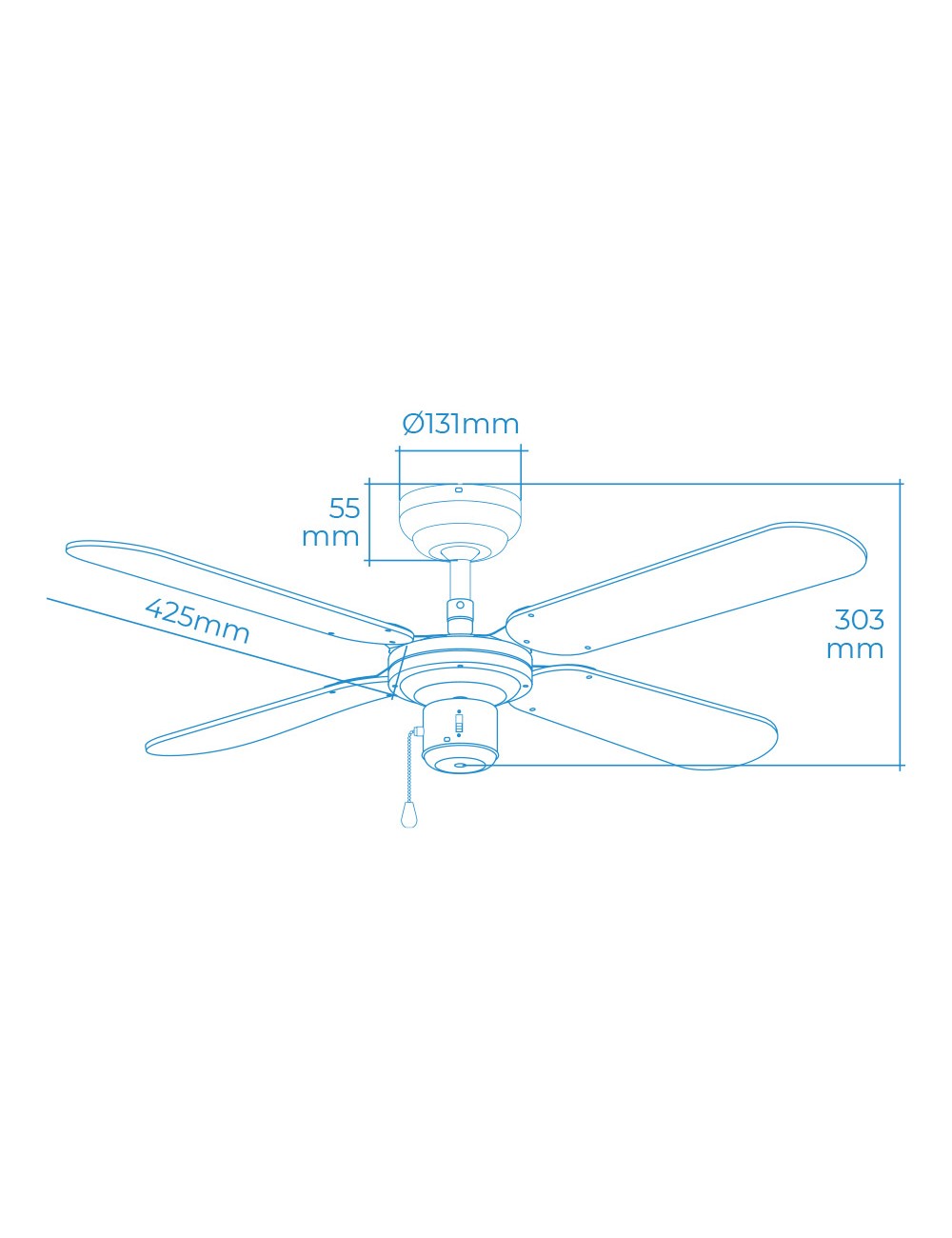 Ventilador de techo modelo baltico. color blanco. potencia: 50 w aspas: ø102cm edm