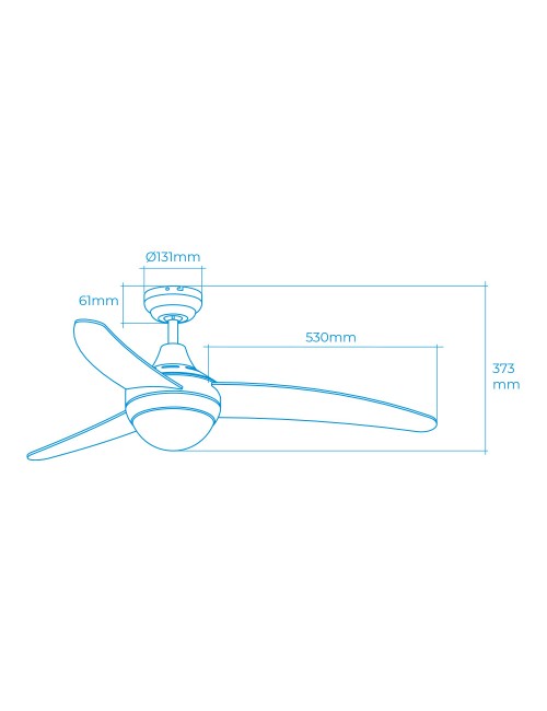 Ventilador de techo modelo egeo. color blanco. potencia: 60w aspas: ø122cm con mando a distancia edm