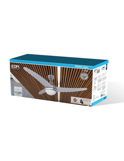 Ventilador de techo modelo egeo. color cromado potencia: 60w aspas: ø122cm con mando a distancia edm
