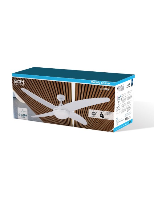 Ventilador de techo modelo caspio. color blanco. potencia: 60w aspas: ø132cm con mando a distancia edm
