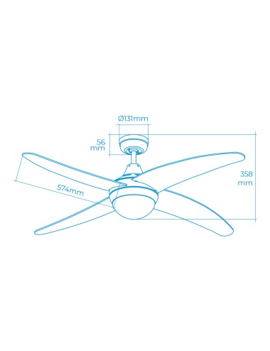 Ventilador de techo modelo caspio. color plateado/niquel. potencia: 60w aspas: ø132cm con mando a distancia edm