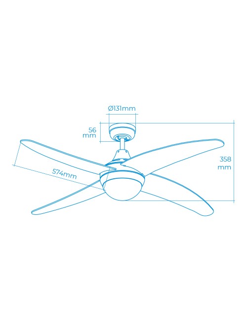 Ventilador de techo modelo caspio. color plateado/niquel. potencia: 60w aspas: ø132cm con mando a distancia edm