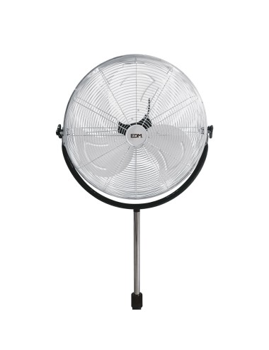 Ventilador de pie industrial base circular, cromado/negro, potencia 120 w 64,9 db aspas ø50 cm, altura regulable 118-148 cm