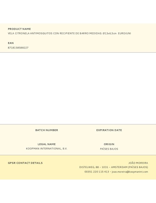 Vela citronela antimosquitos con recipiente de barro medidas: ø13x6,5cm euro/uni