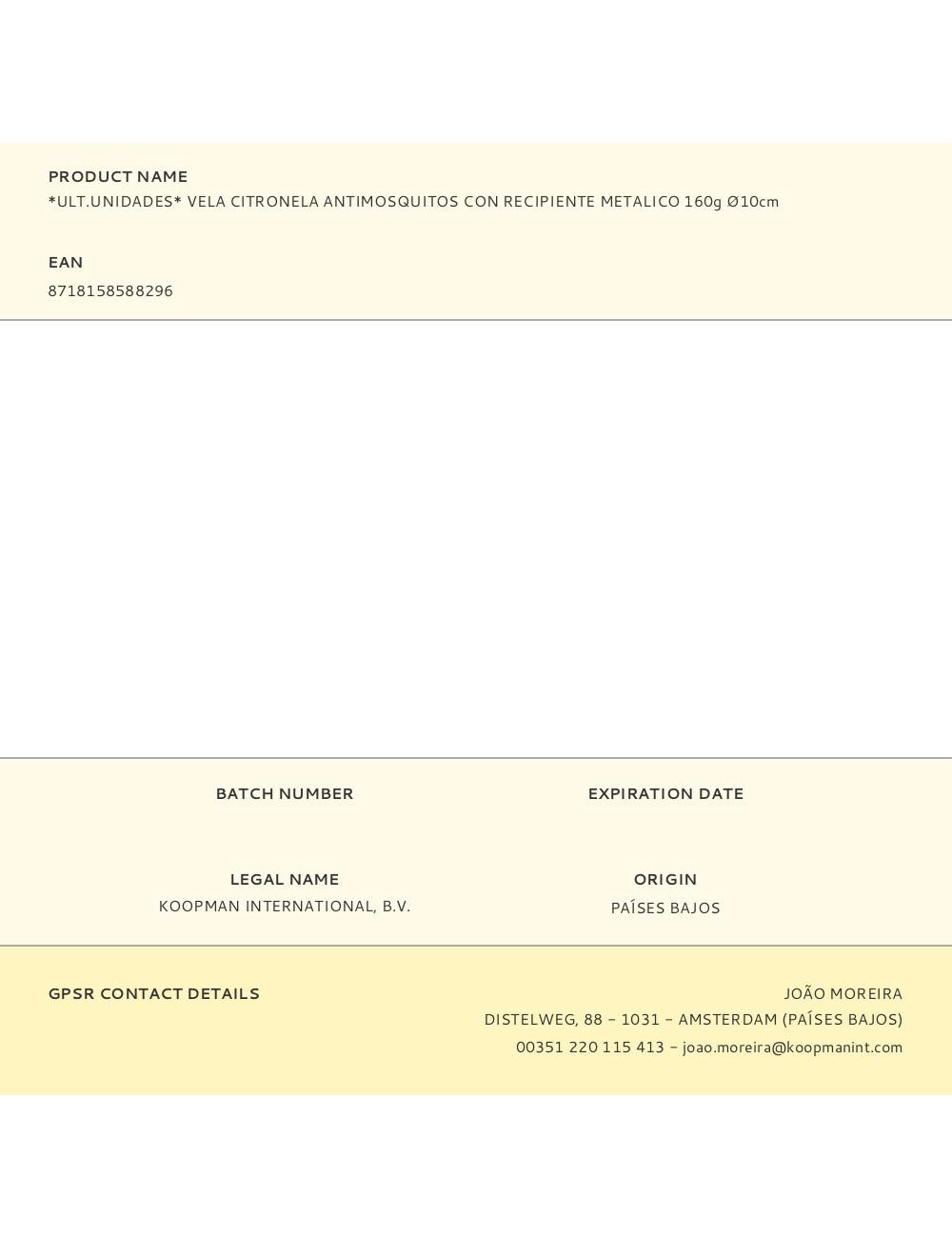 *ult.unidades* vela citronela antimosquitos con recipiente metalico 160g ø10cm