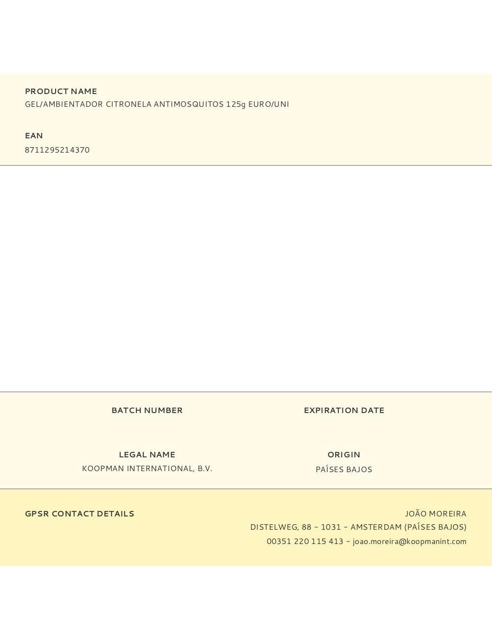 Gel/ambientador citronela antimosquitos 125g euro/uni