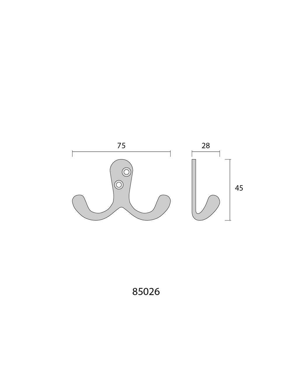 Colgador doble de aluminio blanco