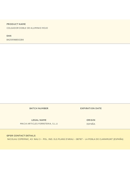 Colgador doble de aluminio rojo