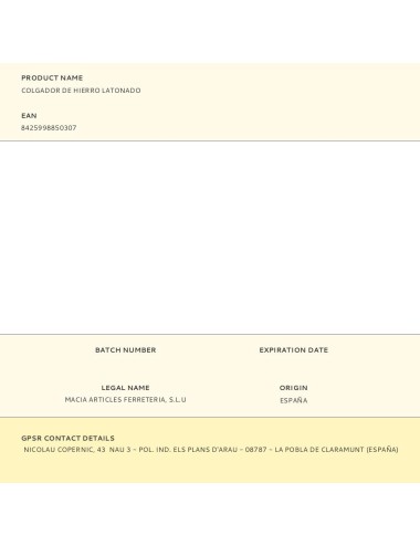 Colgador de hierro latonado