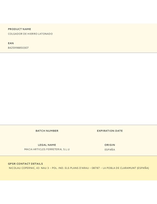 Colgador de hierro latonado