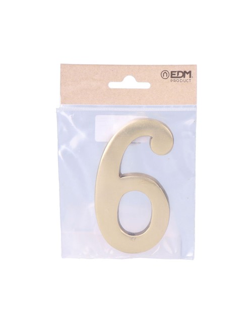 Número 6 latón pulido 10cm fijación invisible