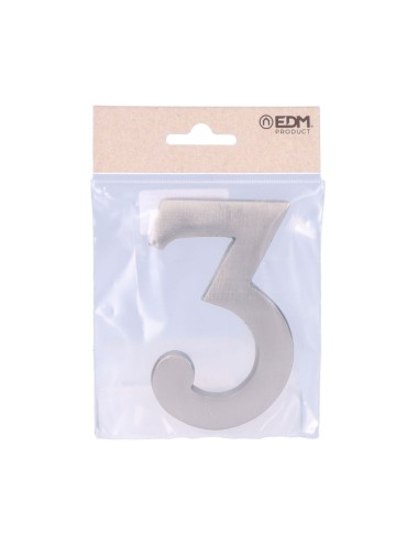 Número 3 niquel mate 10cm fijación invisible