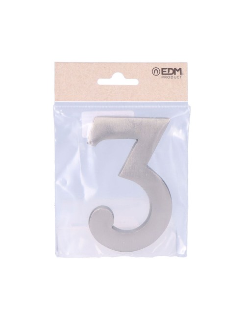 Número 3 niquel mate 10cm fijación invisible