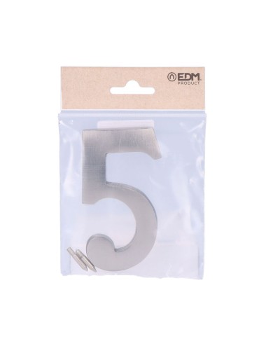 Número 5 niquel mate 10cm fijación invisible