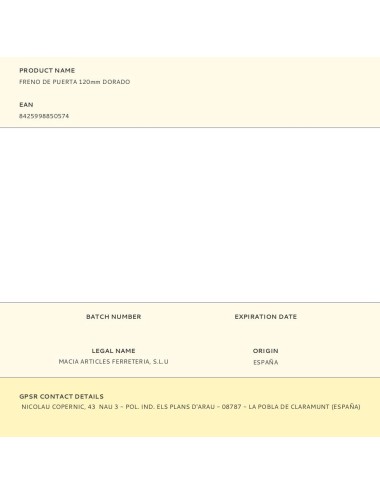 Freno de puerta 120mm dorado